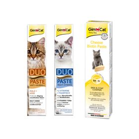 GimCat 3x50 gr Duo Paste Malt Peynirli + Duo Paste Balıklı Vitamin + Paste Biotin Peynirli Kedi Macunu