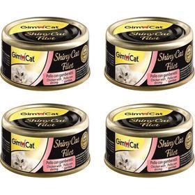 GimCat 4x70 gr Shinycat Konserve Tavuklu Karidesli Kedi Maması