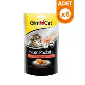 GimCat 6x60 gr Nutri Pockets Somon Omega Kedi Ödül Maması