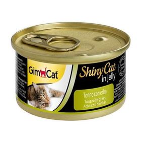 GimCat 70 gr Shinycat Ton Balıklı Çimenli Jöleli Kedi Konservesi
