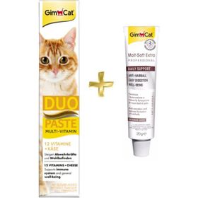 GimCat Duo Paste Peynirli Vitamin Paste 50 gr + GimCat 20 gr Anti-Hairball Malt Kedi Tüy Yumağı Macunu