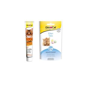 GimCat Kitten Tabs 40 gr Yavru Kedi Ödül Tableti + Gimcat Anti Hairball Duo Malt 50 gr Paste Peynir