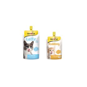 GimCat Milk Latte Calcium Sıvı Kedi Sütü 200 ml + 150 gr Classic Kalsiyum Kedi Pudingi