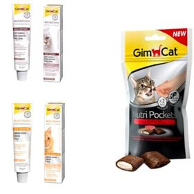 GimCat Multi-Vitamin Paste 20 gr + GimCat Malt-Soft Extra 20 gr + GimCat 60 gr Nutri Pockets Sığır Etli Kedi Ödülü