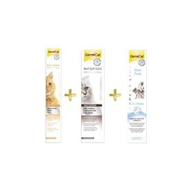 GimCat Multivitamin Paste 100 gr + Anti-Hairball Malt 100 gr + 50 gr Kitten Pasta