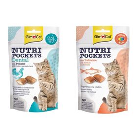 GimCat Nutripockets Dental 60 gr Kedi Ödülü + Nutripockets Somon Omega 60 gr Kedi Ödülü