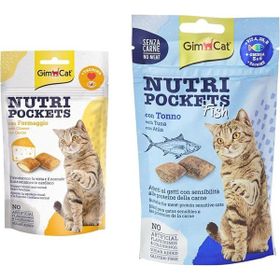 GimCat Nutripockets Peynir Taurin 60 gr Kedi Ödül Maması + Tableti Np Ton Balıklı 60 gr Kedi Ödül Maması