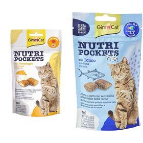 GimCat Nutripockets Peynir Taurin 60 gr Kedi Ödül Maması + Tableti Np Ton Balıklı 60 gr Kedi Ödül Maması