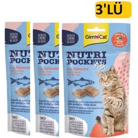 GimCat Nutripockets Somonlu ve Omega 3x60 gr Kedi Ödülü
