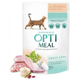 GimCat Optimeal Tavşanlı Beyaz Soslu 85 gr Yaş Kedi Maması