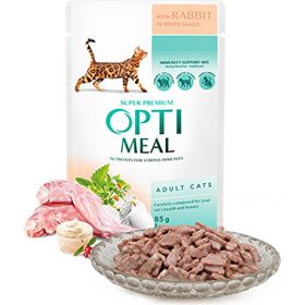 GimCat Optimeal Tavşanlı Beyaz Soslu 85 gr Yaş Kedi Maması
