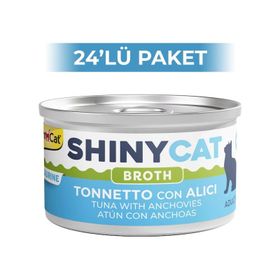 GimCat Shinycat Broth Sos İçinde Ançuezli ve Ton Balıklı 70 gr 24 Adet Kedi Konservesi