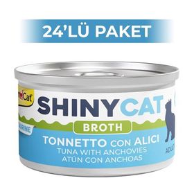 GimCat Shinycat Broth Sos İçinde Ançuezli ve Ton Balıklı 70 gr 24 Adet Kedi Konservesi