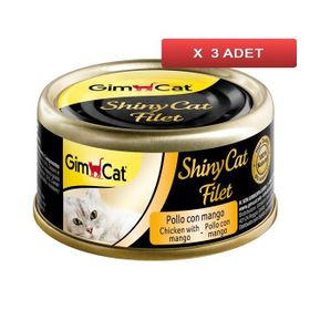 GimCat ShinyCat Fileto Tavuk Mango 3x70 gr Kedi Konservesi
