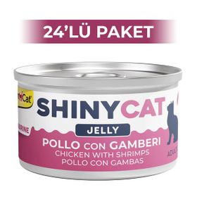 GimCat Shinycat Jöle İçinde Tavuklu ve Karidesli 70 gr 24 Adet Kedi Konservesi