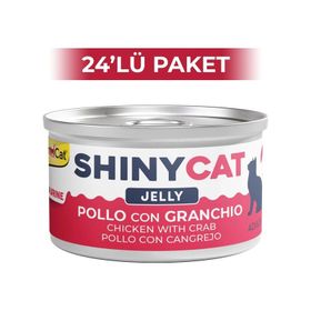 GimCat Shinycat Jöle İçinde Tavuklu ve Yengeçli 70 gr 24 Adet Kedi Konservesi