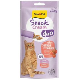 GimCat Snack Cream Duo Somon ve Domates 6x15 gr Ek Besin Kedi Ödülü