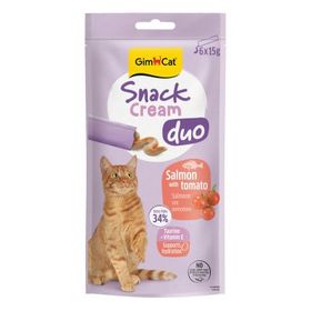 GimCat Snack Cream Duo Somon ve Domates 6x15 gr Ek Besin Kedi Ödülü