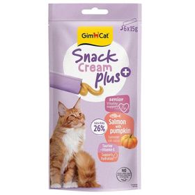 GimCat Snack Cream Senior Somon ve Balkabaklı 6x15 gr Ek Besin Yaşlı Kedi Ödülü