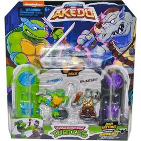 Giochi Preziosi AKT00100 15244 TMNT Akedo Leonardo ve Rocksteady 2'li Figür Oyuncak