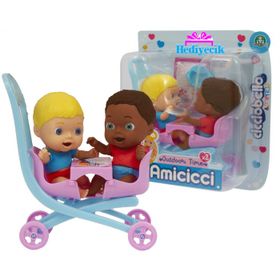 Giochi Preziosi CC019000 Cicciobello ve Arkadaşları Amicicci 2'li Bebek Arabası