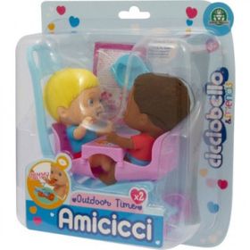 Giochi Preziosi CC019000 Cicciobello ve Arkadaşları Amicicci 2'li Bebek Arabası