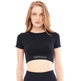 Giorgina Ferri GF-301 A Mila Yumuşak Dokulu Esnek Yoga Koşu Spor ve Günlük Crop Top
