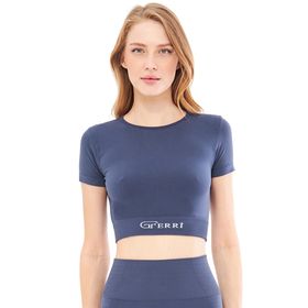 Giorgina Ferri GF-301 C Mila Yumuşak Dokulu Esnek Yoga Koşu Spor ve Günlük Crop Top