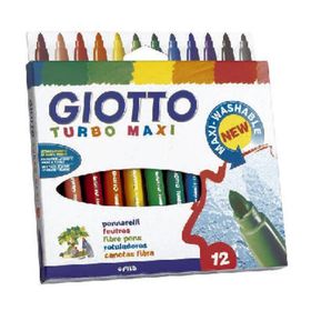 Giotto Turbo Maxi Jumbo Kalın Uçlu 12 Renk Keçeli Boya Kalemi