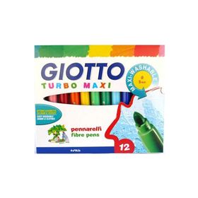 Giotto Turbo Maxi Jumbo Kalın Uçlu 12 Renk Keçeli Boya Kalemi