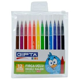 Gıpta 12 Renk Fırça Uçlu Keçeli Boya Kalemi