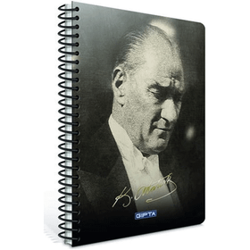 Gıpta 142949 17x24 Atatürk Spiralli Sert 100 Yaprak Kareli Defter
