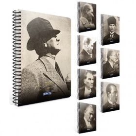 Gıpta 1549 Atatürk Spiralli Sert Kapak A4 120 Yaprak Kareli Defter