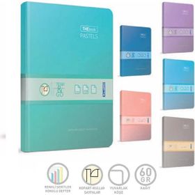 Gıpta 20 x 28-160 Yaprak Kareli Thebook Pastels İplik Dikişli Sert Kapak Defter