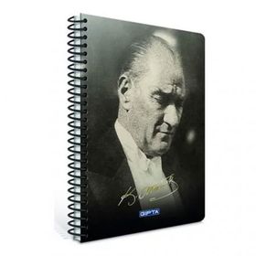 Gıpta 2650 17 24 100 Yaprak Atatürk Spiralli Sert Kapak Çizgili Defter