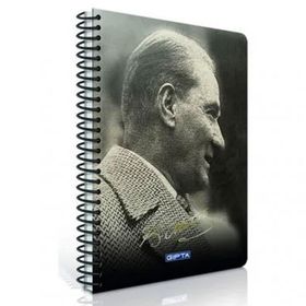 Gıpta 2650 17 24 100 Yaprak Atatürk Spiralli Sert Kapak Çizgili Defter