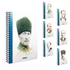 Gıpta 2651 Atatürk 17x24 100 Yaprak Spiralli Sert Kapak Kareli Defter