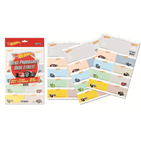 Gıpta 5410 Hot Wheels Ders Programlı 16x24 3 Yaprak Okul Etiketi