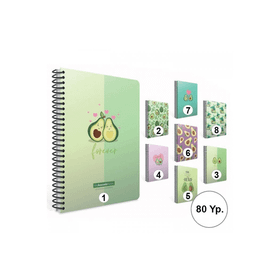 Gıpta A4 80 Yaprak Çizgili Spiralli Avocado Karton Kapak Defter
