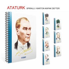 Gıpta Atatürk A4 Karton Kapak 80 Yaprak Çizgili Spiralli Defter
