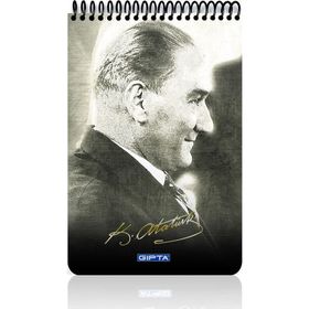 Gıpta Atatürk A5 Karton Kapak 100 Yaprak Kareli 6'lı Spiralli Bloknot Defter