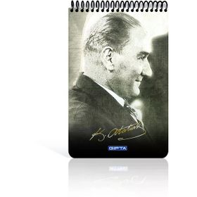 Gıpta Atatürk A5 Karton Kapak 100 Yaprak Kareli 6'lı Spiralli Bloknot Defter
