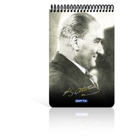 Gıpta Atatürk A5 Karton Kapak 100 Yaprak Kareli 6'lı Spiralli Bloknot Defter