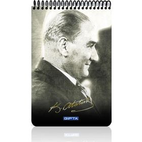 Gıpta Atatürk A5 Karton Kapak 100 Yaprak Kareli 6'lı Spiralli Bloknot Defter