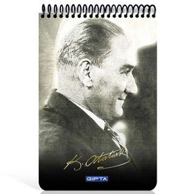 Gıpta Atatürk Spiralli Karton Kapak Çizgili 100 YP Bloknot