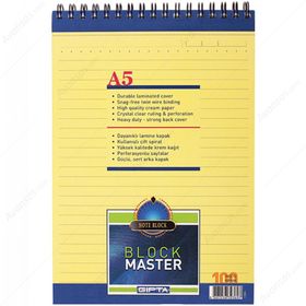 Gıpta Block Master Spiralli Çizgili A5 100 Yaprak Bloknot