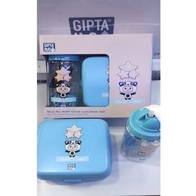 Gıpta Blue Me Mavi Desenli Pipetli Matara ve Beslenme Kabı Seti