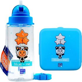 Gıpta Blue Me Mavi Desenli Pipetli Matara ve Beslenme Kabı Seti
