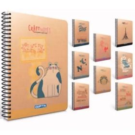 Gıpta Craft Notes A4 Krem Kağıt 100 Yaprak Kareli 2'li Spiralli Sert Kapak Defter