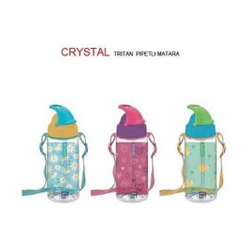Gıpta Crystal Tritan Desenli Pipetli 500 cc Mavi Matara